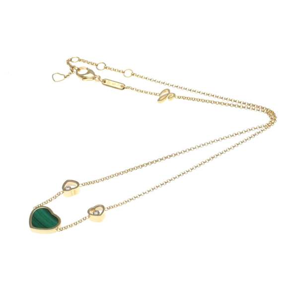 Chopard Happy Heart Malachite Diamond Necklace 81A082 Pink Gold (18K) Diamond... - Picture 10 of 11